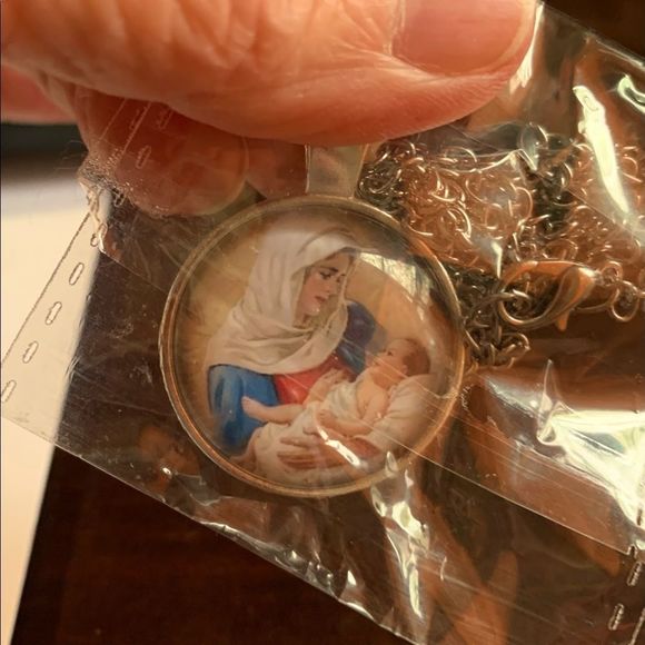 Mary & Jesus Pendant on Vegan Leather cord - Picture 1 of 2